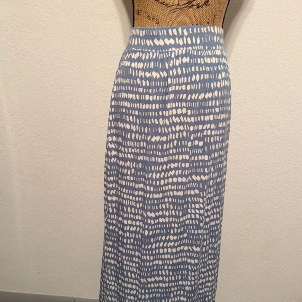 Long length LOFT light blue and cream maxi skirt large - Picture 2 of 7